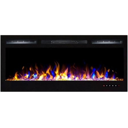 MODA FLAME Moda Flame LW2035MC-MF 35 in. Bliss Crystal Recessed Touch Screen Wall Mounted Electric Fireplace; Multi Color LW2035MC-MF
